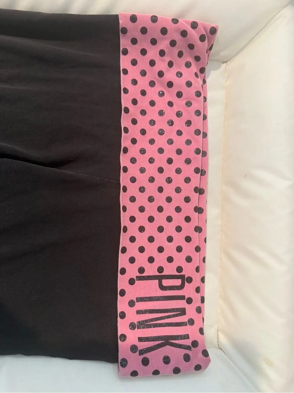 PINK Victoria's Secret Yoga foldover Capri Leggings in Black and Pink
